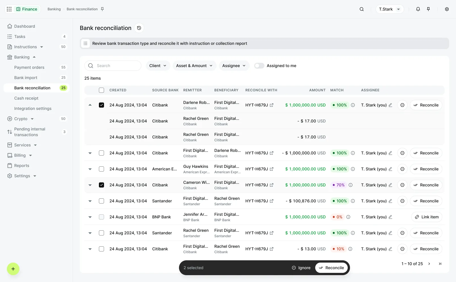 Bank reconciliation after the redesign